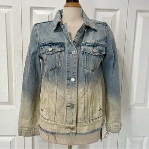 NWT Blank NYC Factory Distressed Acid Washed Ombre Jean Jacket Size XS